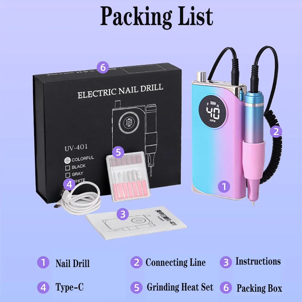 Wholesales Custom Logo Desktop Rechargeable Nail Grinder Nail Master Electric Nail Drill Machine 45000Rpm 85W Portable Machine