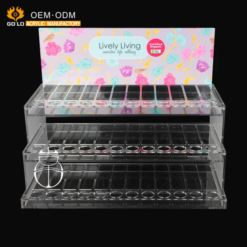Wholesale Custom Tabletop Multilevel Rack Clear Acrylic Display Stand For Essential oil Nail polish Bottle