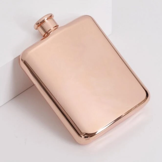 Wholesale rose gold mirror polish 18/8 stainless steel hip flask