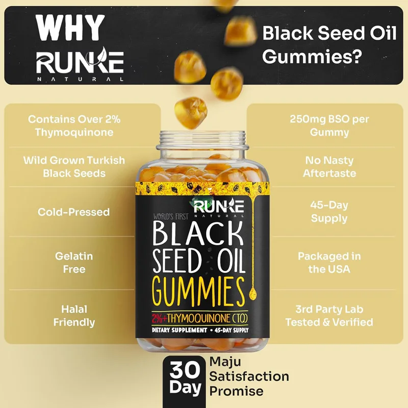 Private Label Immune Support Detox Hair growth Black Seed Oil Capsules Natural Black Seed Oil gummy