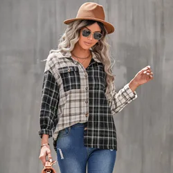 High quality chinese supplier leisure plaid ladies jacket flannel shirts, women turn-down collar casual shirt coats