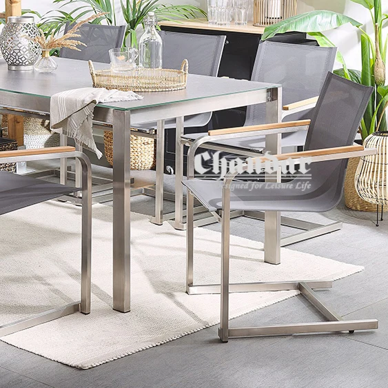 Высокое Качество уличная мебель из нержавеющей стали обеденный садовый стул