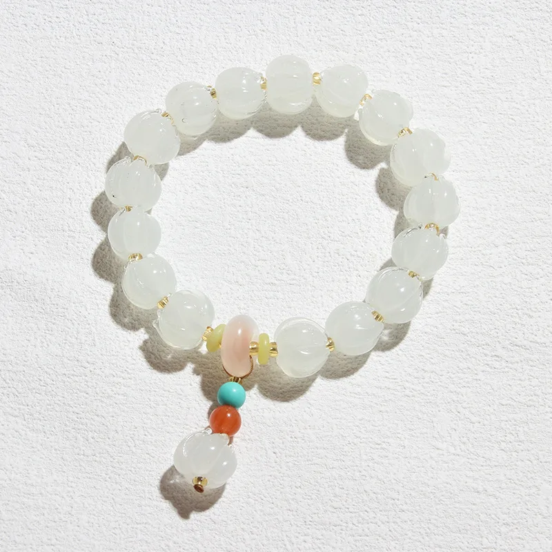 Wholesale Chinese Vintage Hand-Carved Colored Glaze Bracelets Ornaments Multicolor Elegant Women Beads Bracelet Lucky Jewelry