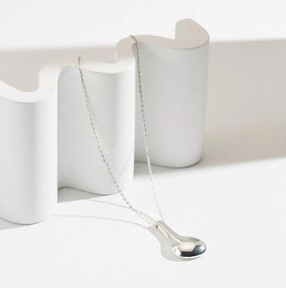 Wholesale fashion jewelry customised personalized 925 sterling silver jewelry spoon pendant necklace jewelry