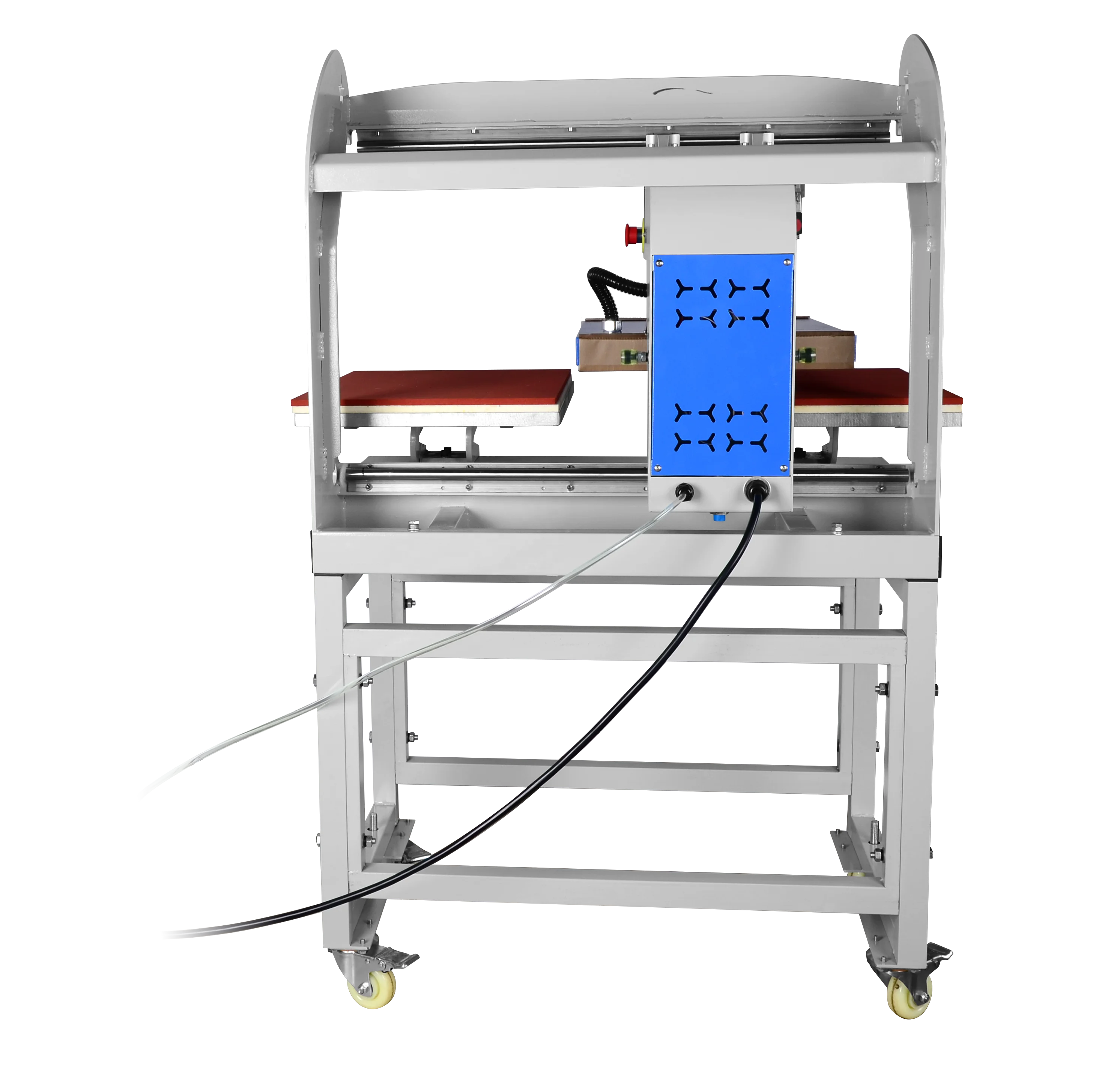 New design auto open air cylinder double tray dye sublimation polyester blank piece heat transfer machine