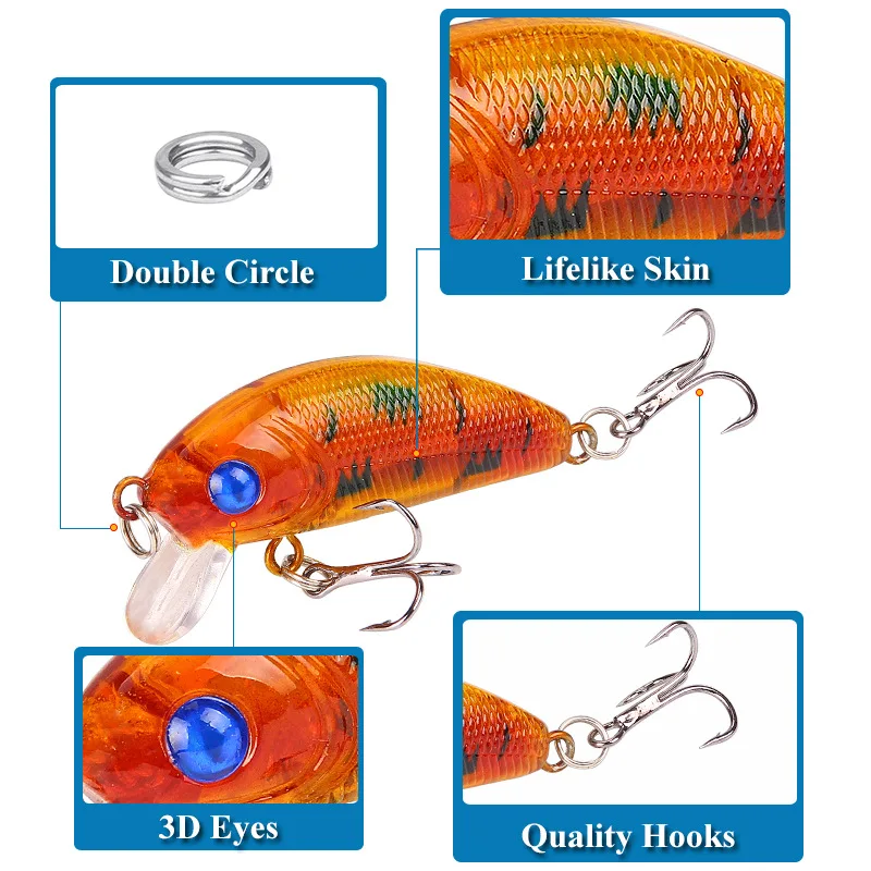 oem Custom Factory wholesale Fishing Bait Tiny Trout 50mm 4.2g mini Fishing Waders Minnow Lures Baits crank