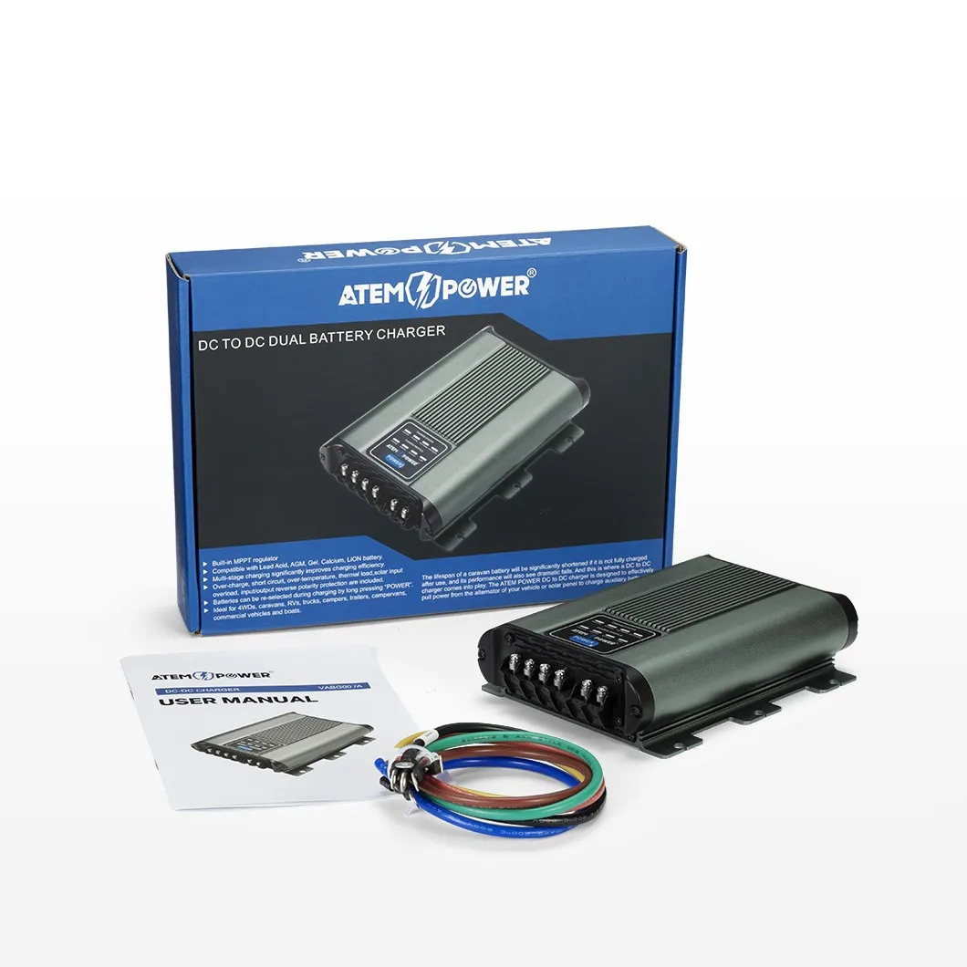 
FOR AUS quick Arrival ATEM POWER 12V 20A MPPT Dual Battery System Kit DC to DC Battery Charger 