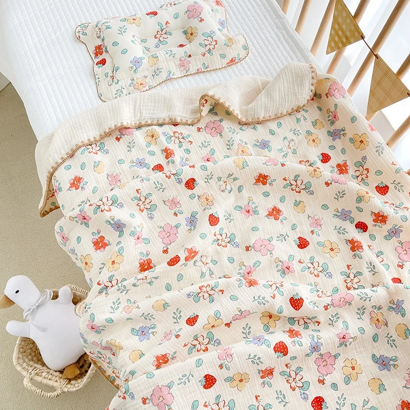 Double Gauze Baby Bath Towel 110*100 cm Newborn Single Infant Four Layers Cotton Gauze Wrapped Baby Blanket Towel BL012202