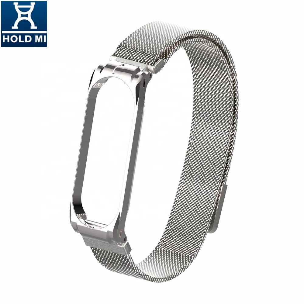 HOLDMI ODM 43026 серия серебристого цвета из нержавеющей стали miband 4 ремешок Миланская петля для mi band 4 и 3