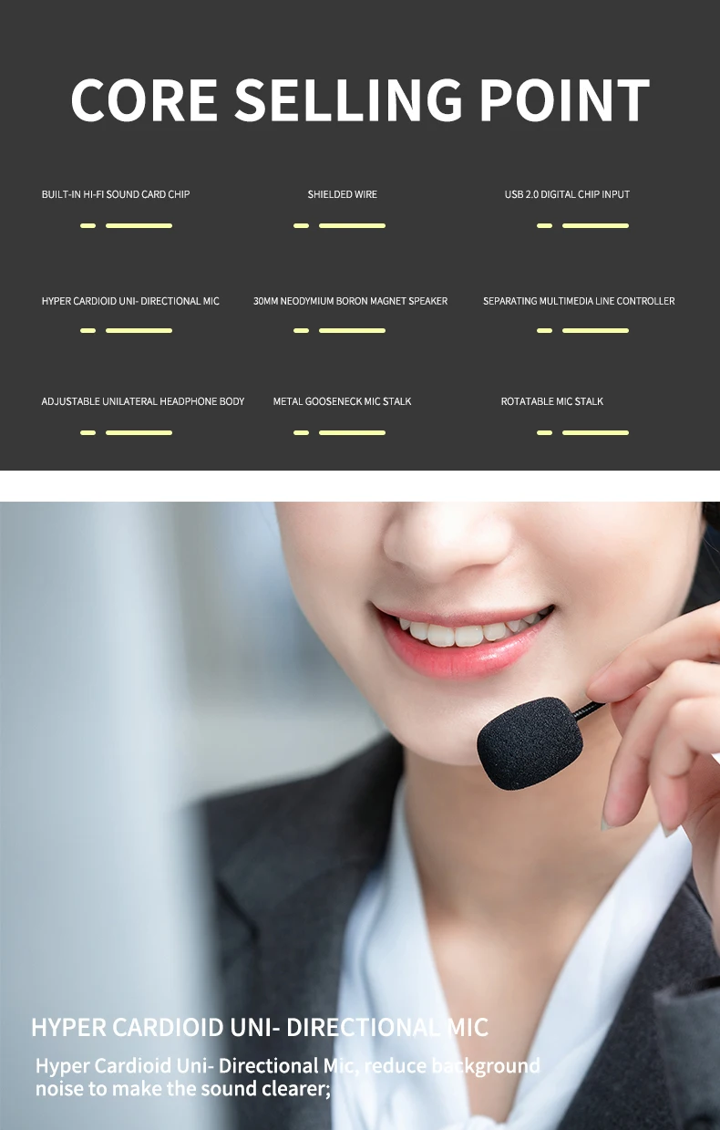 
Telecommunication Headset PC Stereo wired Headphone Noise Canceling for call center skype online meeting for office for tablet 