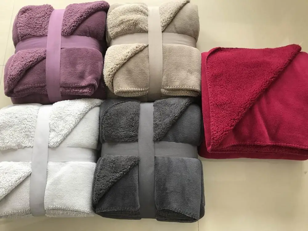 Autumn Winter 2020 Bedding Warm Double Layers Coral Fleece Blanket
