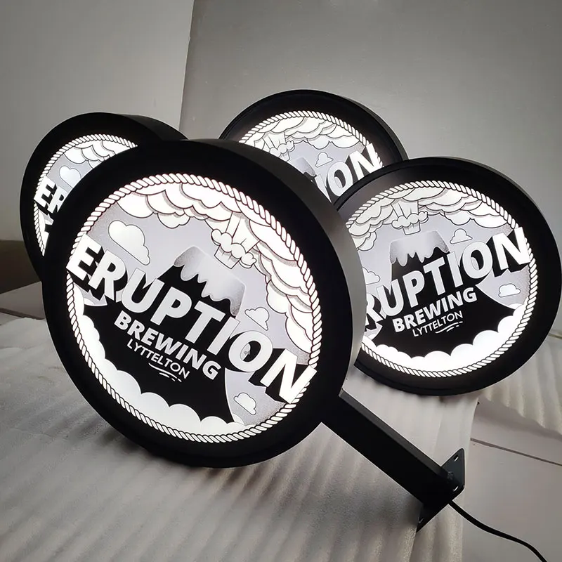 Outdoor 60Cm Double Sided Round Led Light Box Sign Board Illuminated Shop Sign