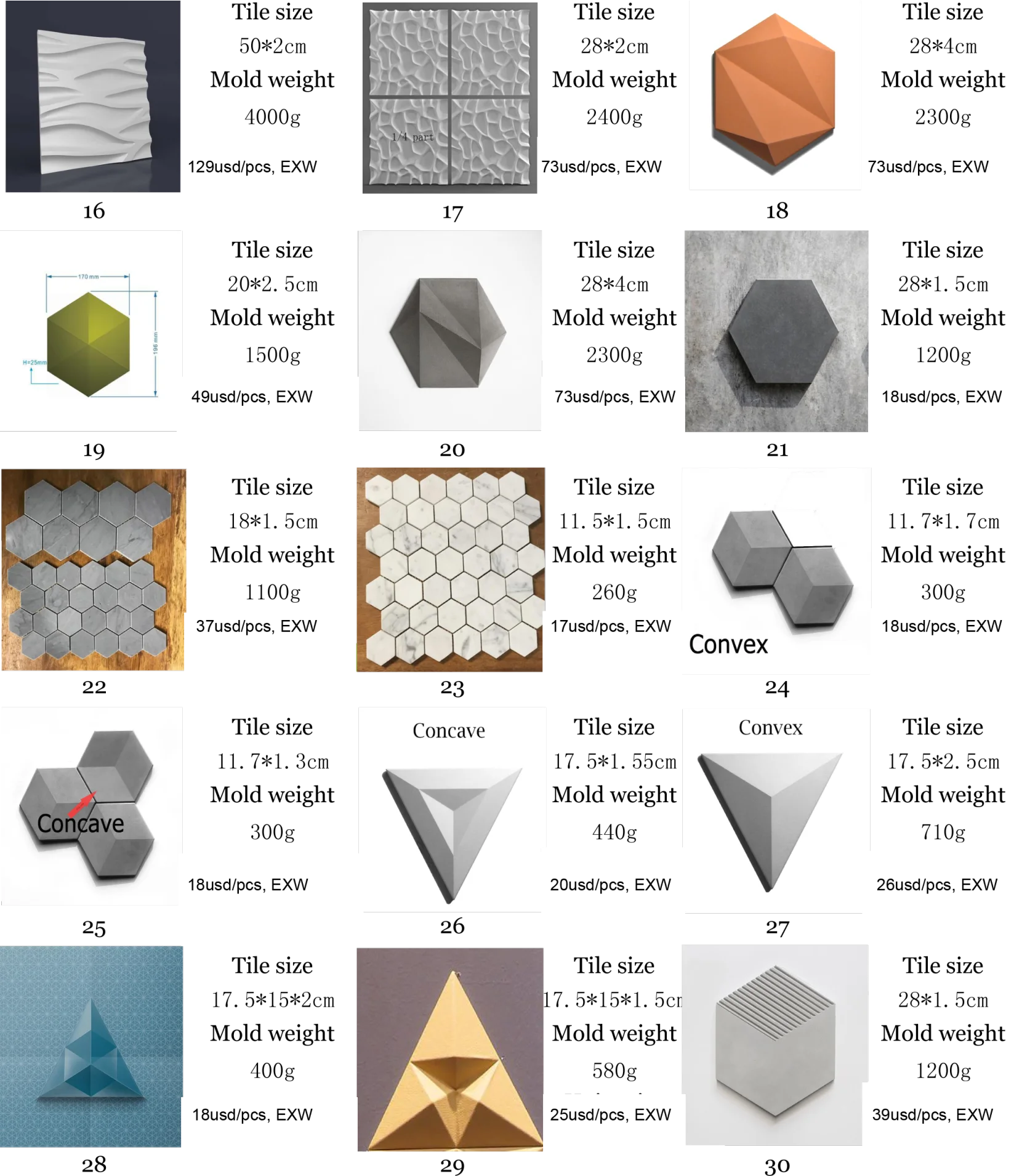  OEM Factory Many shape house decoration wall brick panel gypsum molds silicone concrete tile mold beton for