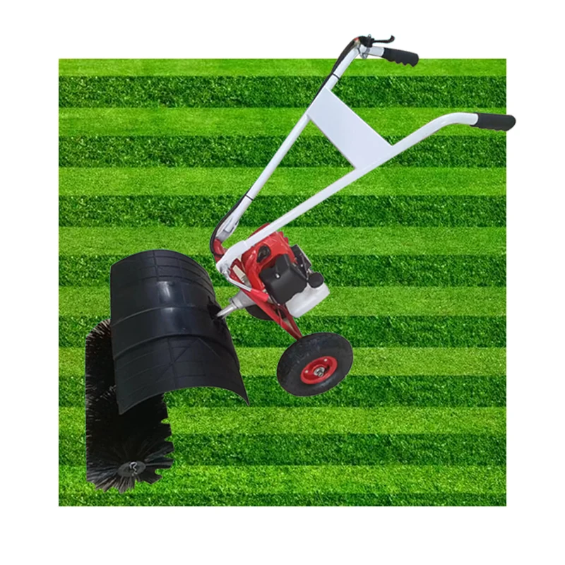 Steel Garden Grass Leaf Sweeper Powered Push Broom Tow Snow Lawn Sweeper With Wheels
