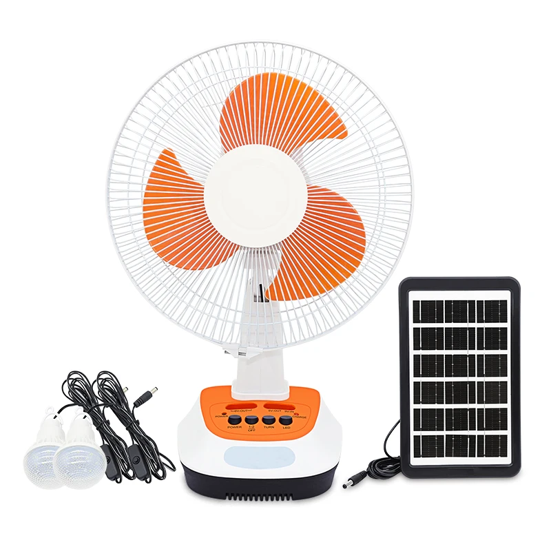 Solar Rechargeable Fan Battery Operated Table Solar Fan Outdoor Dc Ac Portable 12 Inch Shaking Head Three Wind Speeds Desk Fan