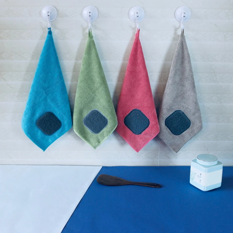 Kitchen cleaning soft absorbent dishes scouring pads ultra-fine cellulose color dish washing squares rags