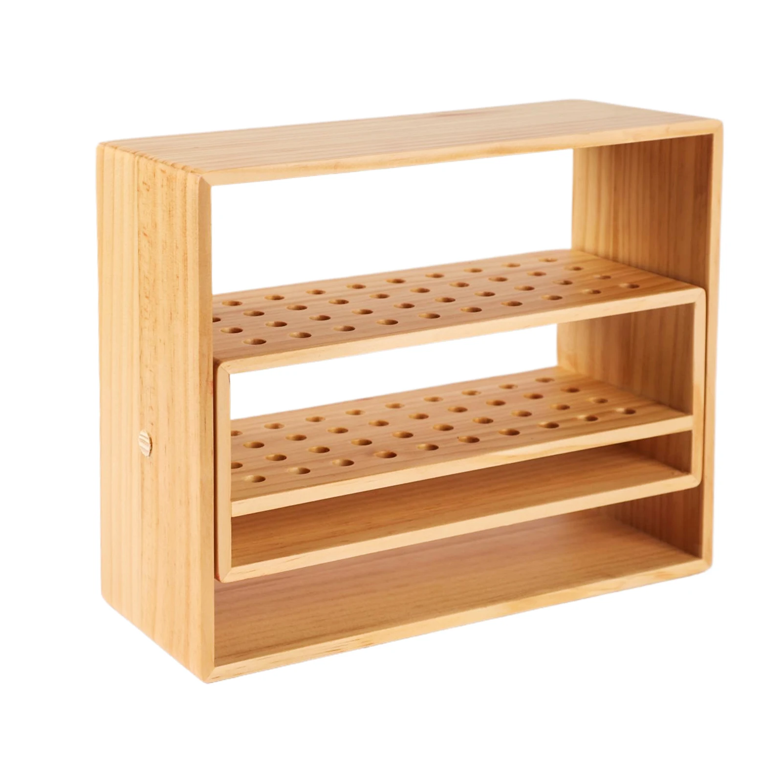 Wooden Pen Organizer Desk Pen Holder Tabletop Stationery Storage 4*10 round holes can hold 40 colored pencils