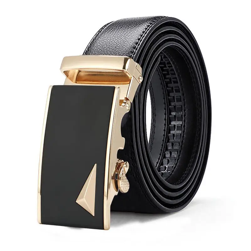 Wholesale Adjustable Business Black Automatic Buckle Belt Men Ratchet Pu Genuine Leather Belts