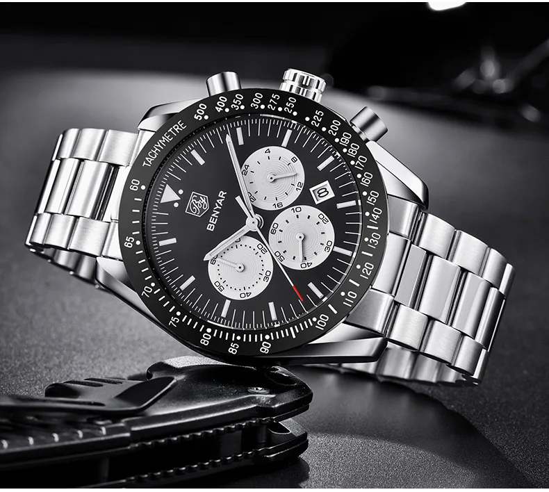 Hot Custom Wholesale Oem Men Luxury Luminous Waterproof Chronograph BENYAR 5120 Waterproof Wrist Quartz Watch For Men
