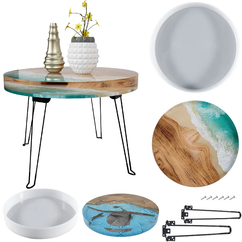 M3691 Large 60CM Resin Tables Circle Tray River Table Resin Molds Dinner Table Silicone Mold