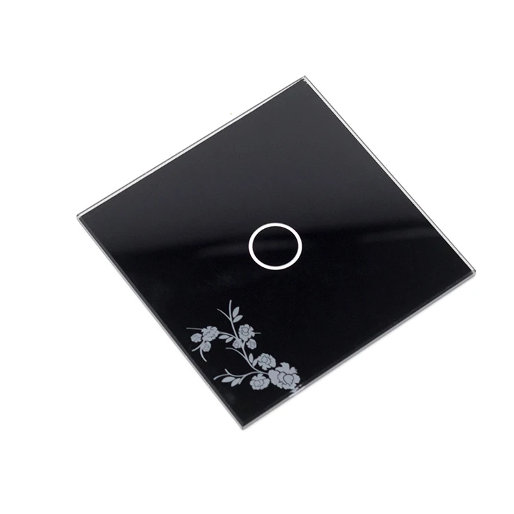 Hongxi custom glass switch panel black silk screen glass panel 3mm for light switch