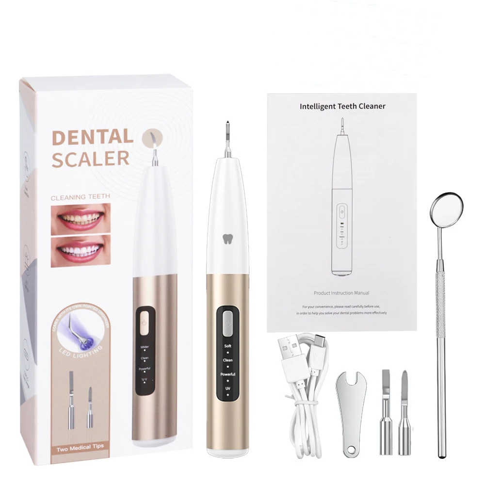 Metal Color Best Tooth Cleaner Home Use Dental Calculus Remover Electric Waterproof Ultrasonic Plaque Remover for teeth