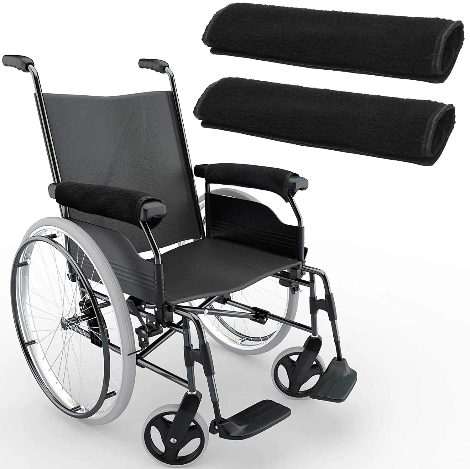 ISO 9001 Shenzhen Supplier Custom 2 Pack Sheepskin Fleece Non Slip Armrest Cover Cushion Pad Soft Lambs Wool Chair Armrest Pads