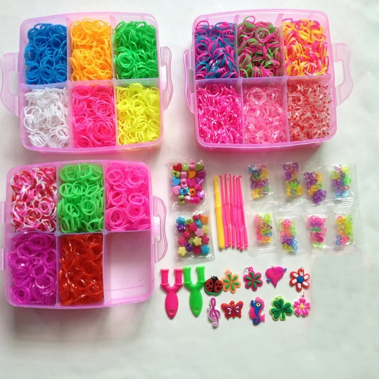 High quality non-toxic colorful cheap rubber loom bands kit DIY loom band for kids