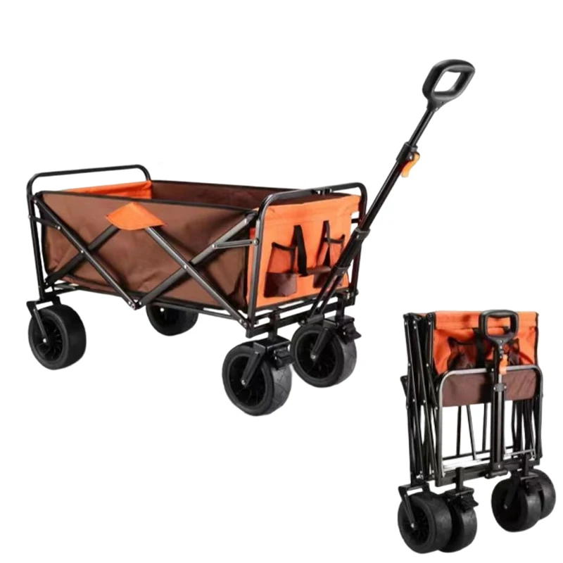 JSJM New Outdoor Camping Trolley Large Capacity 150L With Brake Eight Inch Folding Camping Trailer