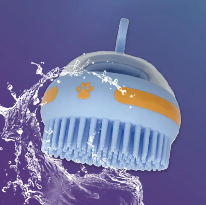 Soothing Massage New Grooming Pet Shampoo Brush Dog Grooming Brush Comb with Soap and Shampoo Dispenser