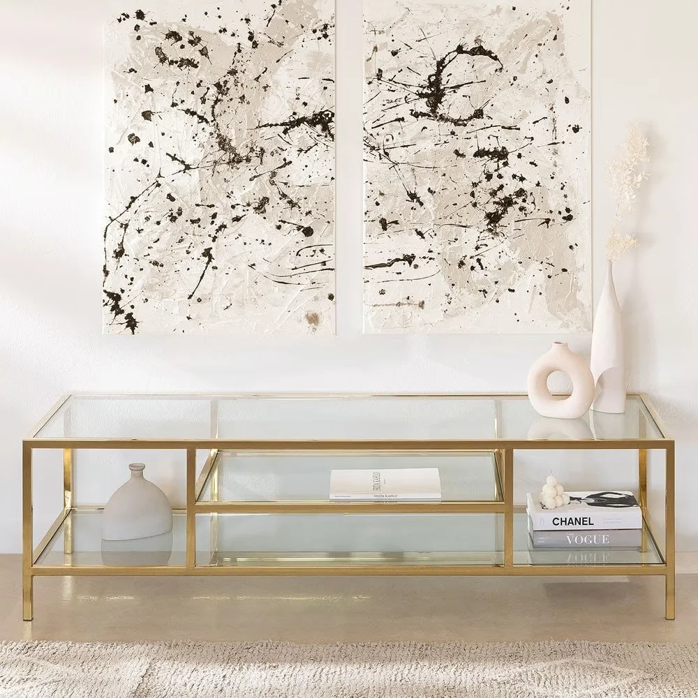 Sunton Modern Metal Indoor TV Table for Bedrometaloindoorimetalund Console Table Sleek Living Room Furniture with Glass KD 20pcs