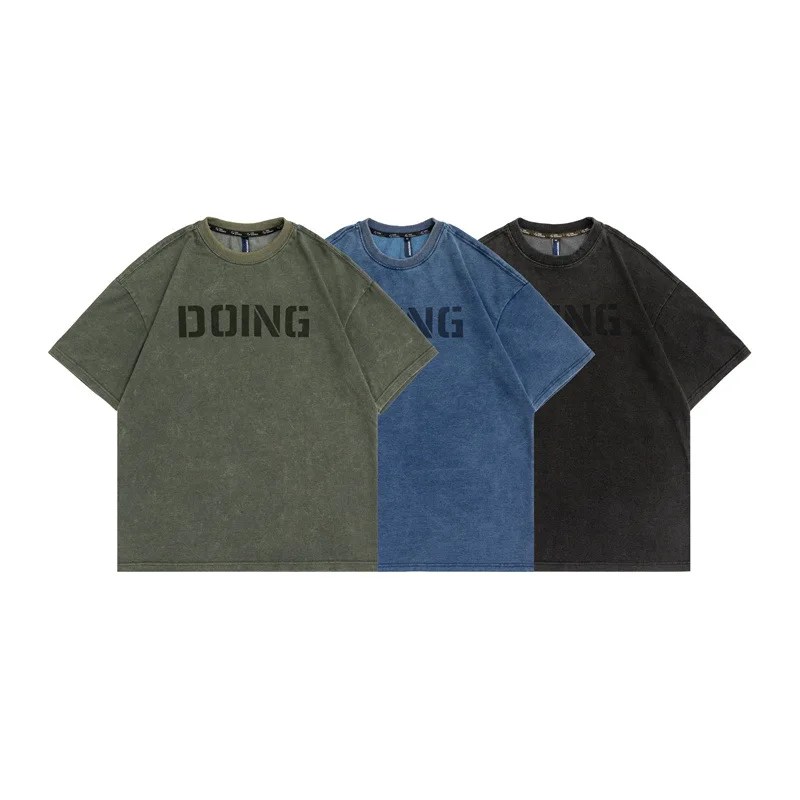 Custom Hip Hop Streetwear Unisex Plain 100% Cotton Oversized Blank Heavy Weight Acid Wash Stone Wash Plain Tshirts