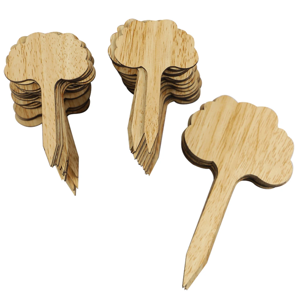 Hovico 50 Pcs Bamboo Plant Labels, Wooden Plant Labels, T-Type Tags Nursery Garden Labels for Vegetable Garden Plants (Tree)