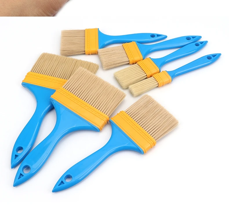 Flat yellow nylon plastic handle Paint Brush for wall paint brushes
