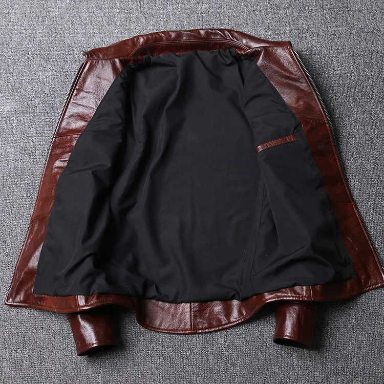 PDEP plus size 4XL Lapel collar mens clothing zip up mens genuine leather coats and jackets wind breaker jacket for men