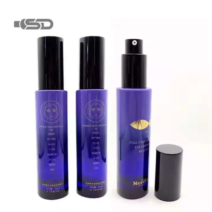 30ml Luxury Serum Glass Bottles Tall Cylinder Flat Shoulder Oil Serum Bottle Pump Oil Bottle With Pump