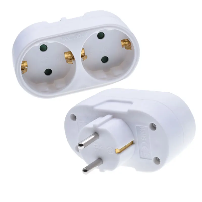 Girl Gift European style 2 ways power extension socket schuko euro plug adapter Euro CEE7/7 Schuko to CEE7/3 wall Outlet Socket