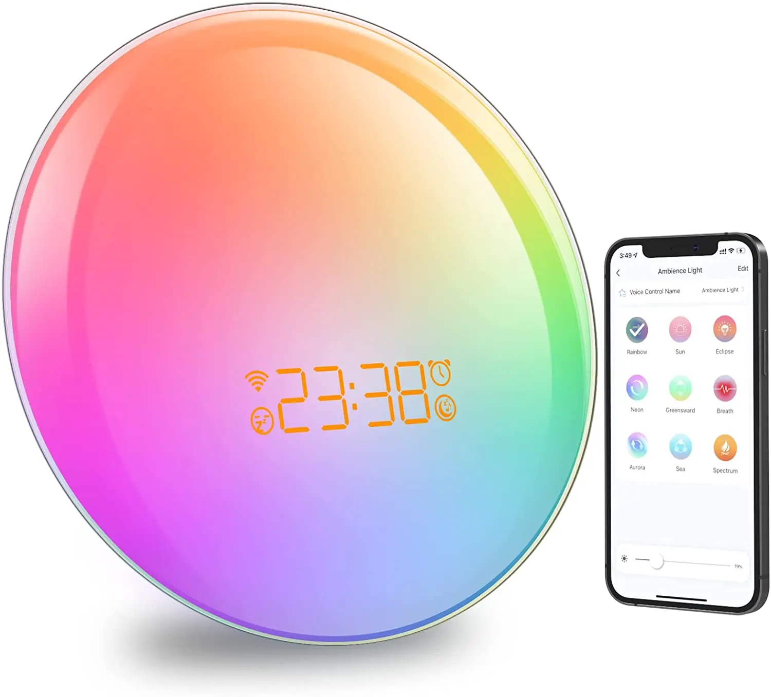 Smart Alarm Clock Sleeping Sunrise Trainer Clock Simulative Sunset Sleep Full Screen Trainer Wake Up Night Light