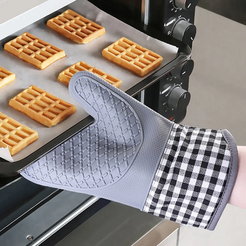К высоким температурам противоскользящая ткань силиконовые термостойкие перчатки для выпечки