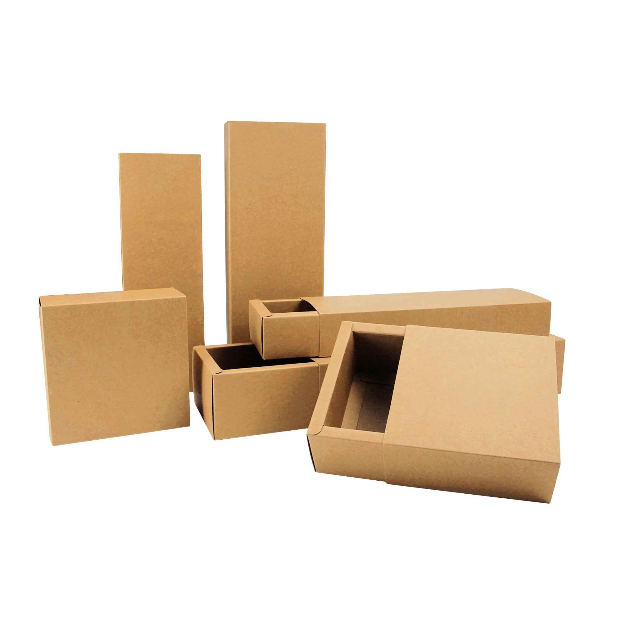 Hot Selling Wholesale Custom folding Durable Drawer Brown Kraft Paper Gift Packing Boxes Supplier