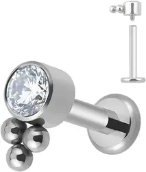 2022 new wholesale ASTM F136 titanium G23 Internally Threaded Tragus Shiny Earring Jewelry Set