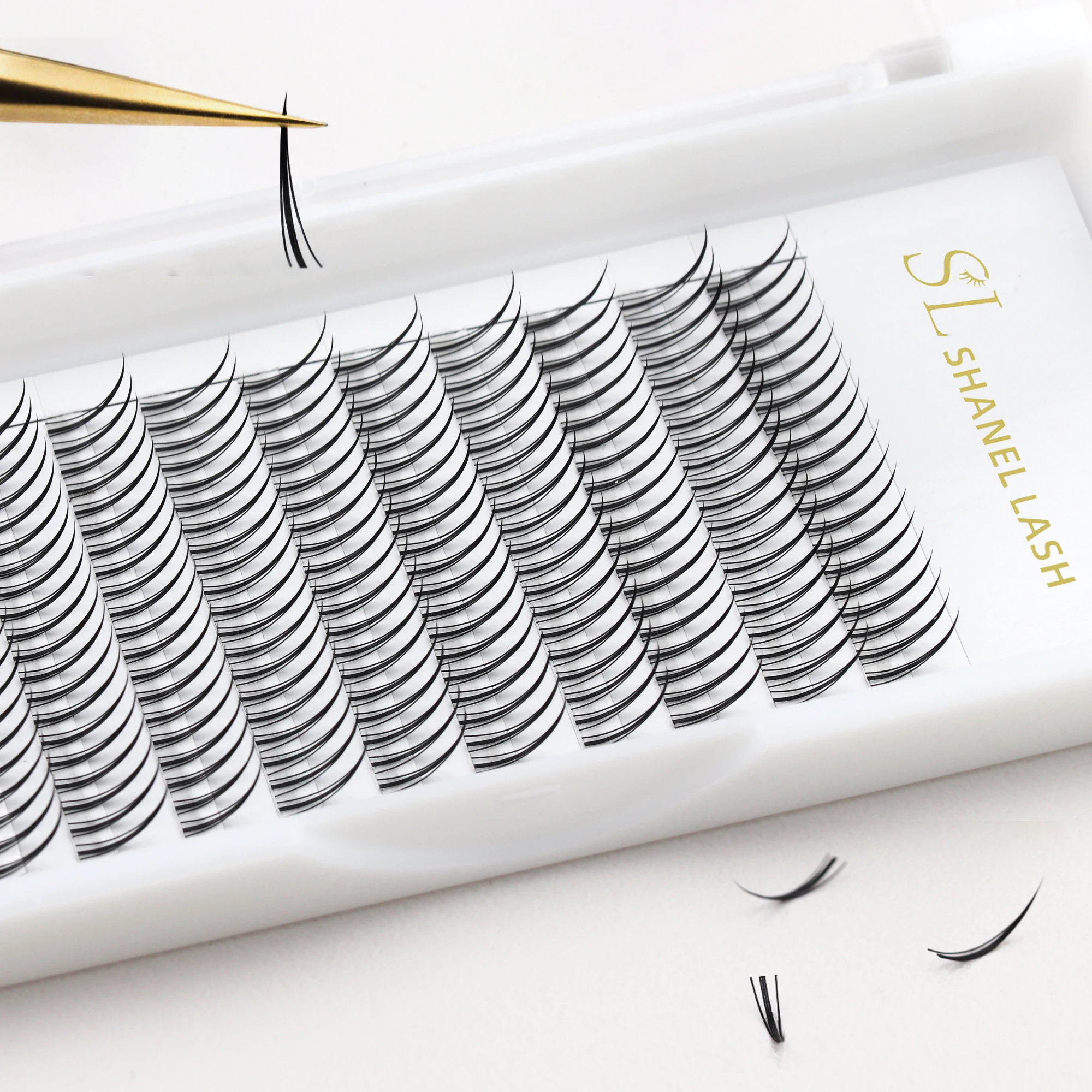 Wholesale Bulk Cheap Premium Spike A Shape Cluster 0.07 8-15mm Spike Premade Fan Eyelash Extension Individual Volume Fans Lashes