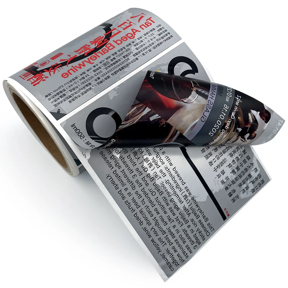 Printing Multilayered Sake Bottle Label Permanent Adhesive Glue White Vinyl Label Sticker