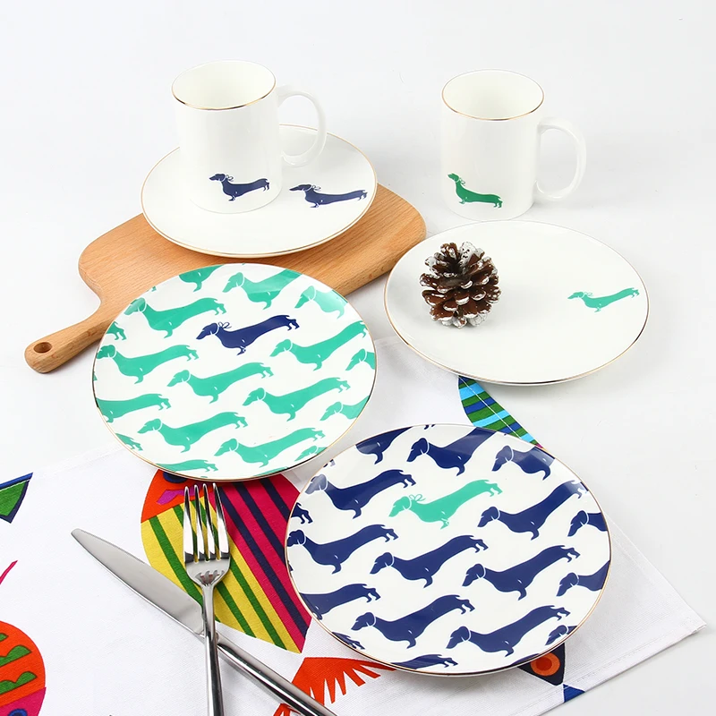 2 Persons Dinner Set pet Design Custom Brand Fine Bone China Dinner Ware Sets