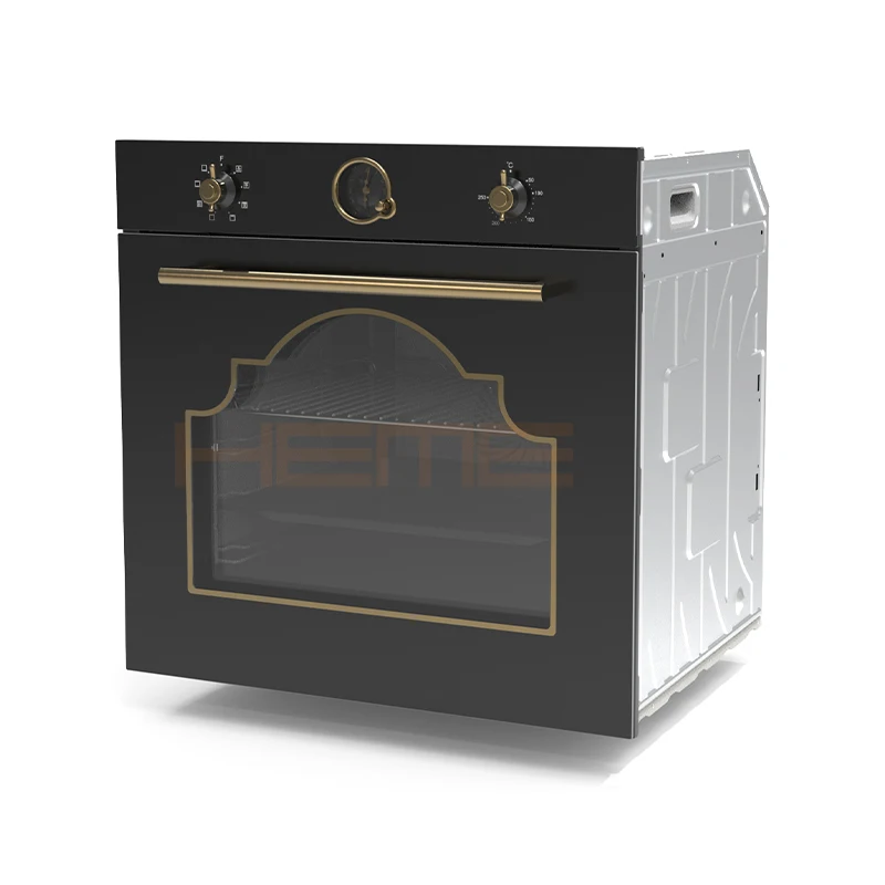 HEME Retro Built-in Multi Turbo Oven 74 Liters 3 Glasses Multi Function 60 cm Black