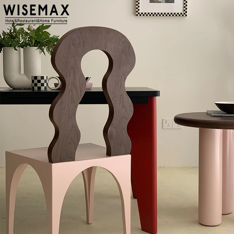 WISEMAX мебель Франция ресторанная легкая Роскошная фанерная волнистая спинка обеденный стул плоское и круглое сиденье