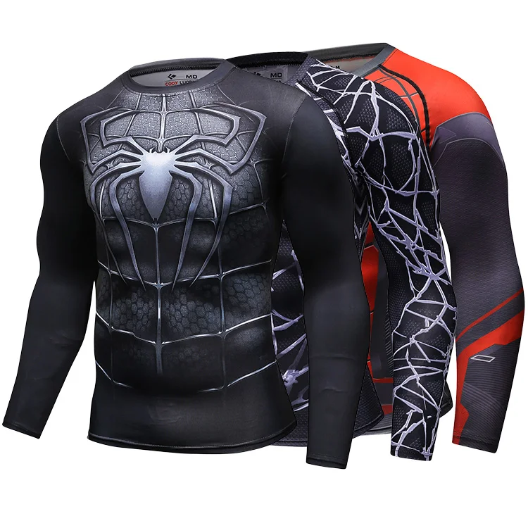 Spiderman clothing long sleeve shirt for men high quality sports wear