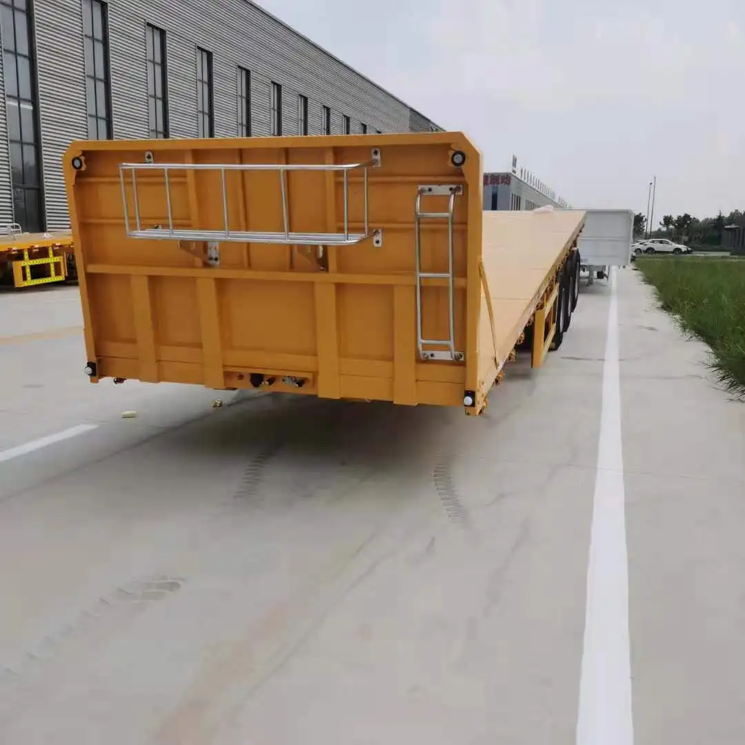 12 Meter Long 40 60 100 Ton Heavy Duty 3 Axle 4 Axle Low Flatbed Loader Deck Lowboy Trailers Lowbed Semi Trailer With Ramps