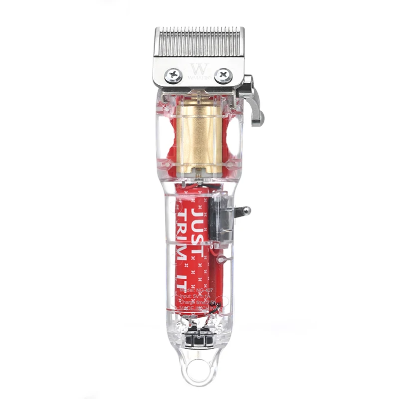 WMARK NG-407 абсолютно новый 6500 об/мин полный прозрачный USB аккумуляторная электрическая Мужская беспроводные машинки для стрижки