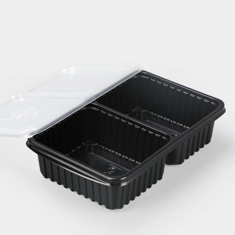 eco friendly 2 compartment microwave food containers disposable backing box plastic food case